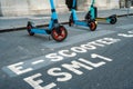 E-scooter on-road parking bay in London Royalty Free Stock Photo