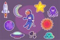 Set of space stickers Premium Vector