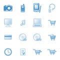 E-shop web icons, blue series Royalty Free Stock Photo