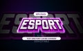 E-Sport gaming editable text effect. eps vector file. cyber game digital with glow purple pink color