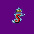 Vector logo e sport letter s with king on top Royalty Free Stock Photo