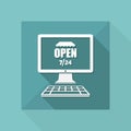 E-store open 7/24 full time - Vector flat icon Royalty Free Stock Photo