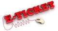 E-ticket text with computer mouse