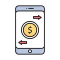 E transaction fill inside vector icon which can easily modify or edit