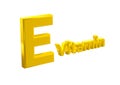 E vitamin, sign, poster, golden isolated on white background