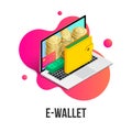 E-wallet concept isometric laptop