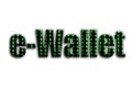 E-Wallet. The inscription has a texture of the photography, which depicts the green glitch symbols