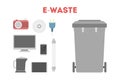 E-waste concept. Idea of electronic trash, computer and