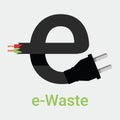 E-waste garbage icon. Old discarded electronic waste to recycling symbol. Ecology concept. Design by wire with plug in form of Royalty Free Stock Photo