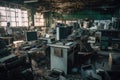e-waste processing facility, where technicians dismantle and recycle old electronics
