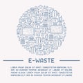 E-waste ready template with old appliances and inscription Royalty Free Stock Photo