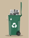 E-waste recycle bin with old electronic equipment