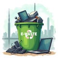 E waste recycling bin full of electronic devices for proper disposal and environmental protection act Royalty Free Stock Photo