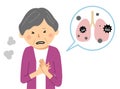 Illustration of an elderly woman with pneumonia