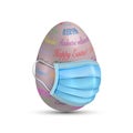 Easter Egg in surgical mask. Colourful 3D egg in protective medical mask vector isolated on white background. Stop virus COVID-19 Royalty Free Stock Photo