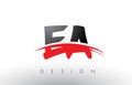 EA E A Brush Logo Letters with Red and Black Swoosh Brush Front