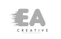 EA E A Letter Logo with Black Dots and Trails.