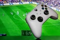 EA FC 24 with xbox controller on TV screen, 28, september, 2023, Dnipro, Ukraine