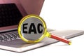 EAC word on magnifier on laptop , business concept Royalty Free Stock Photo