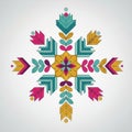 Each arm of the snowflake displays arrow and leaf-like shapes Royalty Free Stock Photo