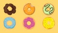 Each donut has a distinctive frosting design, making them visually appealing and varied.
