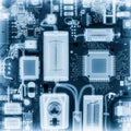 Each element emphasizing the precision necessary in circuit board Royalty Free Stock Photo