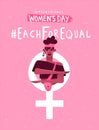 Each for equal women`s day card for woman rights