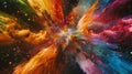 Each explosion reveals a different combination of vibrant colors constantly fluctuating in the quantum realm