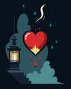 With each flicker of the gaslight the heart drifted further into an abyss of doubt and mistrust.. Vector illustration. Royalty Free Stock Photo