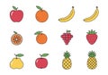 With each fruit depicted simply, highlighting basic shapes and Royalty Free Stock Photo