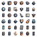 Each icon has a unique form, combining elements like geometr Royalty Free Stock Photo