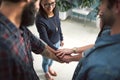 Each individual makes a valuable contribution. a group of creative businesspeople stacking their hands on top of each Royalty Free Stock Photo