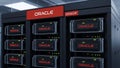 Each server unit shows the Oracle logo in red on the front panel Royalty Free Stock Photo