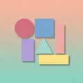 Each shape is simple and flat, creating a playful and abstract composition Royalty Free Stock Photo
