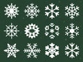 Monochromatic flat design pattern of various snowflakes Royalty Free Stock Photo