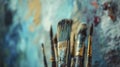 Abandoned brushes in an artist\'s studio united
