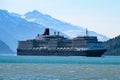 a cruise liner in blue green water and surounded by a great scenery - Glacier Bay - Alaska Royalty Free Stock Photo