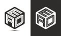 EAD letter logo design with illustrator cube logo, vector logo modern alphabet font overlap style
