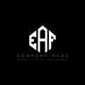 EAF letter logo design with polygon shape. EAF polygon and cube shape logo design. EAF hexagon vector logo template white and Royalty Free Stock Photo