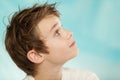 Eager handsome young boy looking up Royalty Free Stock Photo