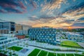 Eager Park and Johns Hopkins Hospital at sunset, in Baltimore, Maryland Royalty Free Stock Photo