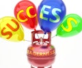 Eagerness and success - pictured as word Eagerness on a fuel tank and balloons, to symbolize that Eagerness achieve success and Royalty Free Stock Photo
