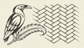 Eagle and Abstract Chevron Pattern, Dynamic Wildlife Art, vector design Generative AI Royalty Free Stock Photo