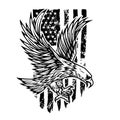 Eagle on american flag background. Design element for logo, emblem, sign, poster, t shirt. Royalty Free Stock Photo
