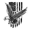 Eagle on american flag background. Design element for logo, emblem, sign, poster, t shirt. Royalty Free Stock Photo