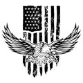 Eagle on american flag background. Design element for logo, emblem, sign, poster, t shirt. Royalty Free Stock Photo