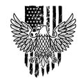 Eagle on american flag background. Design element for logo, emblem, sign, poster, t shirt. Vector illustration Royalty Free Stock Photo