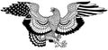 Eagle With American Flag Wings. Black and white