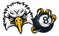 Eagle Pool 8 Ball Billiards Mascot Cartoon Royalty Free Stock Photo