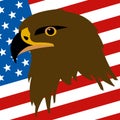 Eagle on the background of the American flag vector illustration flat Royalty Free Stock Photo
